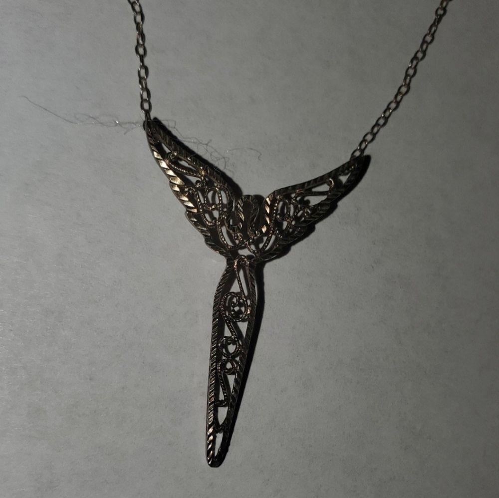 Vintage silver Filigree angel necklace